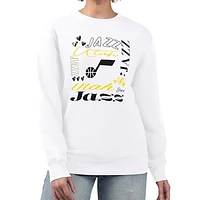 Women's G-III 4Her by Carl Banks White Utah Jazz Collage Team Graphic Fleece Pullover Sweatshirt