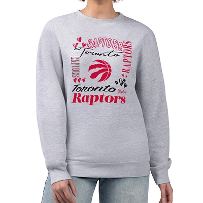 Women's G-III 4Her by Carl Banks Heather Gray Toronto Raptors Collage Team Graphic Fleece Pullover Sweatshirt