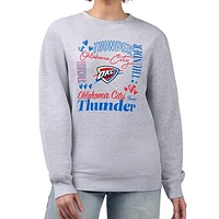 Women's G-III 4Her by Carl Banks Heather Gray Oklahoma City Thunder Collage Team Graphic Fleece Pullover Sweatshirt