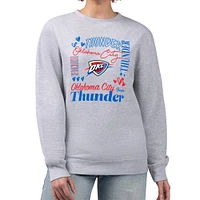 Women's G-III 4Her by Carl Banks Heather Gray Oklahoma City Thunder Collage Team Graphic Fleece Pullover Sweatshirt