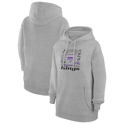 Women's G-III 4Her by Carl Banks Heather Gray Sacramento Kings Team Collage Graphic Fleece Pullover Hoodie