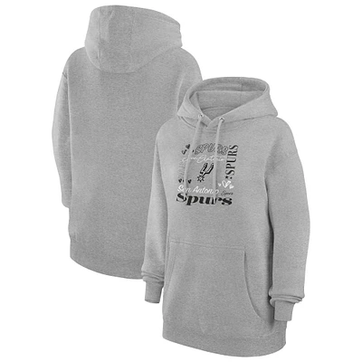 Women's G-III 4Her by Carl Banks Heather Gray San Antonio Spurs Team Collage Graphic Fleece Pullover Hoodie