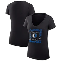 Women's G-III 4Her by Carl Banks Dallas Mavericks Team Name Collage Fitted Graphic V-Neck T-Shirt