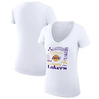 Women's G-III 4Her by Carl Banks Los Angeles Lakers Team Name Collage Fitted Graphic V-Neck T-Shirt