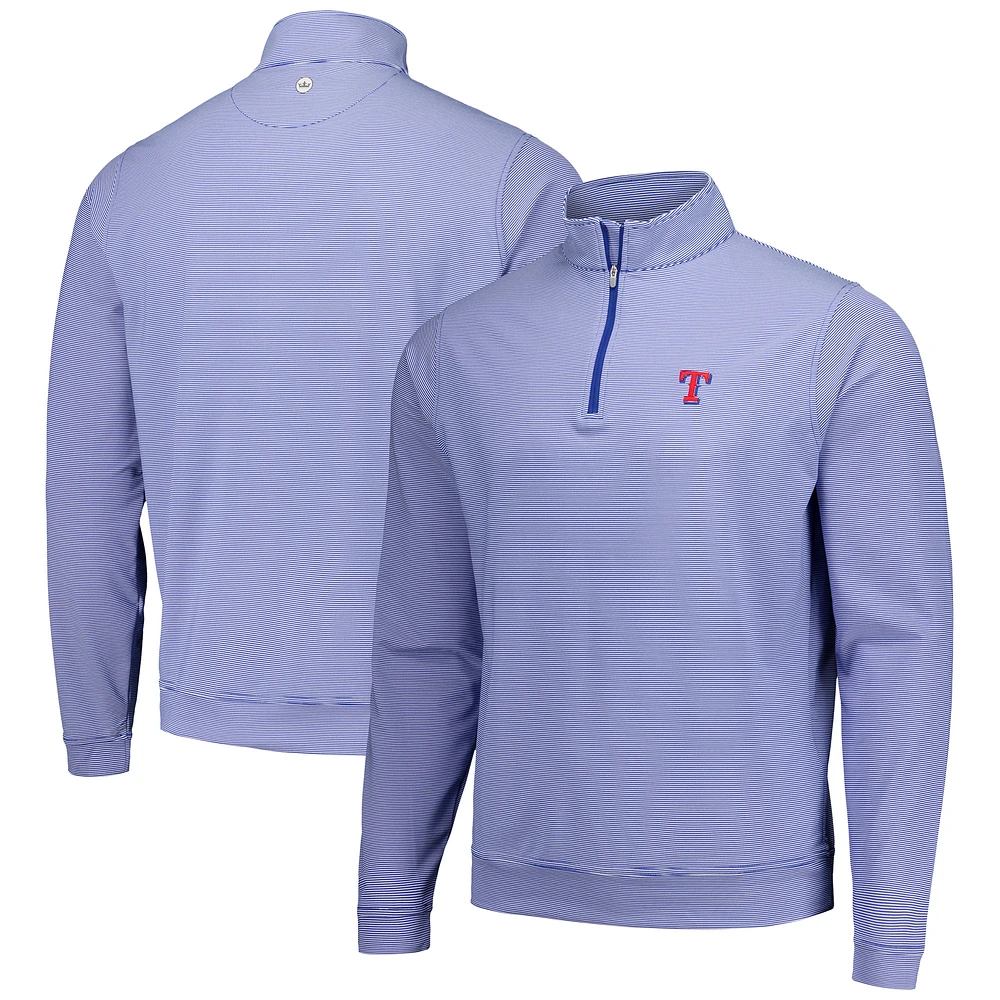 Men's Peter Millar Royal Texas Rangers Perth Sugar Stripe Performance Quarter-Zip Top