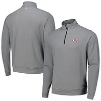 Men's Peter Millar Black Cincinnati Reds Perth Sugar Stripe Performance Quarter-Zip Top