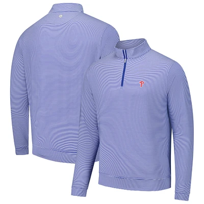 Men's Peter Millar Royal Philadelphia Phillies Perth Sugar Stripe Performance Quarter-Zip Top