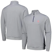Men's Peter Millar Navy St. Louis Cardinals Perth Sugar Stripe Performance Quarter-Zip Top