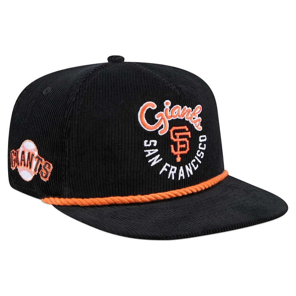 Men's New Era  Black San Francisco Giants Full Circle Corduroy Golfer Adjustable Hat