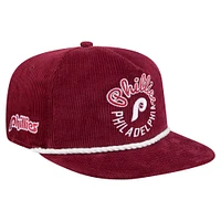 Men's New Era  Maroon Philadelphia Phillies Full Circle Corduroy Golfer Adjustable Hat