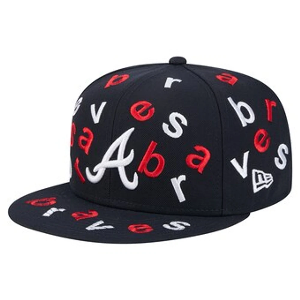 Men's New Era Navy Atlanta Braves Team Confetti 59FIFTY Fitted Hat