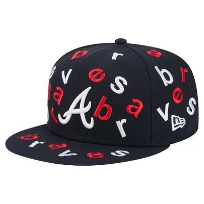 Men's New Era Navy Atlanta Braves Team Confetti 59FIFTY Fitted Hat