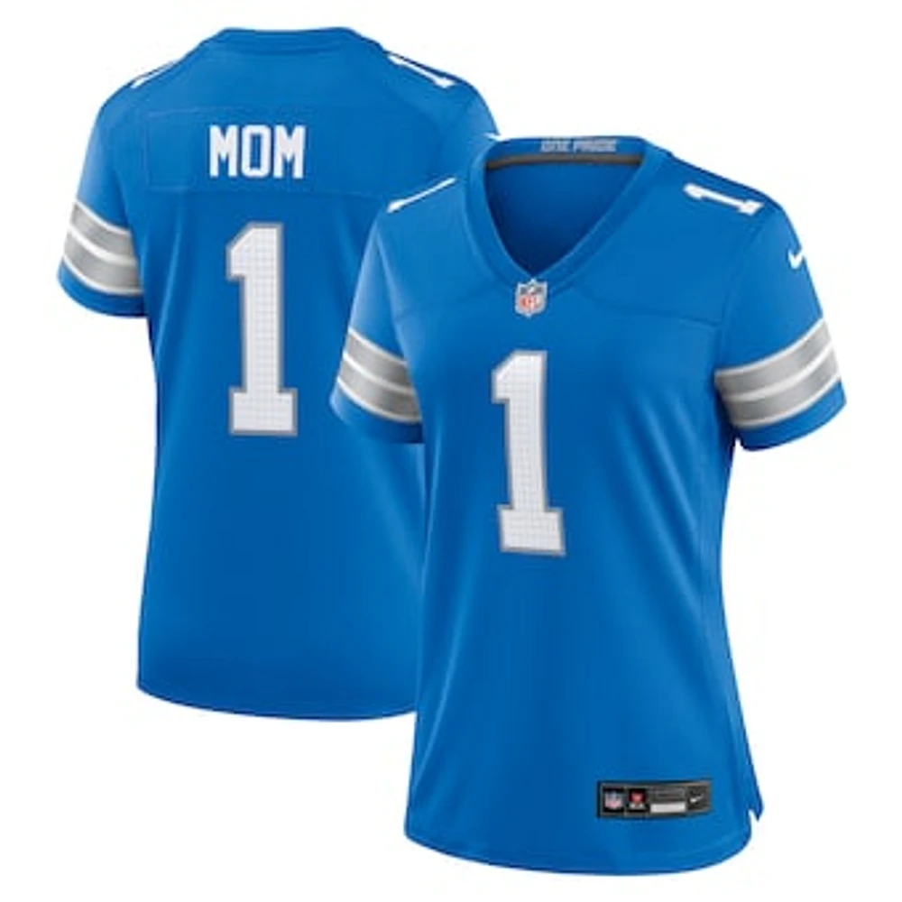 Men's Nike Number 1 Mom Blue Detroit Lions Game Jersey