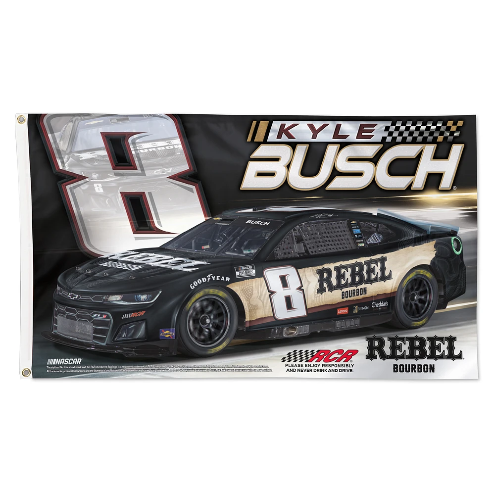 WinCraft Kyle Busch Rebel 3' x 5' One-Sided Deluxe Flag