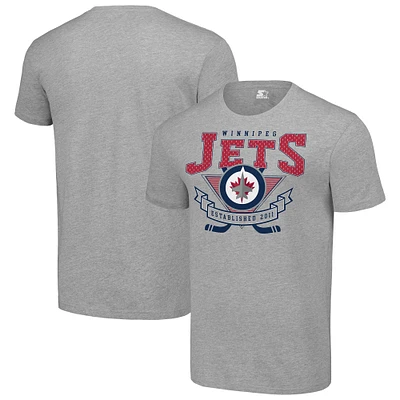Men's Starter Heather Gray Winnipeg Jets Team Logo Graphic T-Shirt