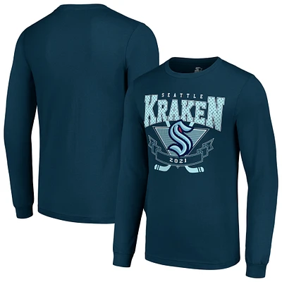 Men's Starter Deep Sea Blue Seattle Kraken Team Logo Graphic Long Sleeve T-Shirt