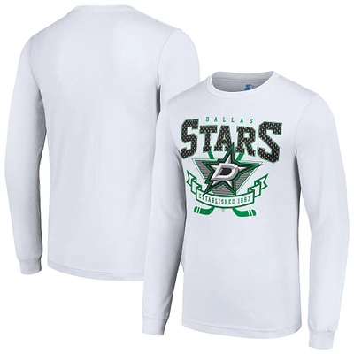Men's Starter White Dallas Stars Team Logo Graphic Long Sleeve T-Shirt