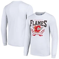 Men's Starter White Calgary Flames Team Logo Graphic Long Sleeve T-Shirt