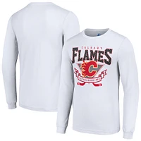 Men's Starter White Calgary Flames Team Logo Graphic Long Sleeve T-Shirt