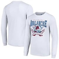 Men's Starter White Colorado Avalanche Team Logo Graphic Long Sleeve T-Shirt