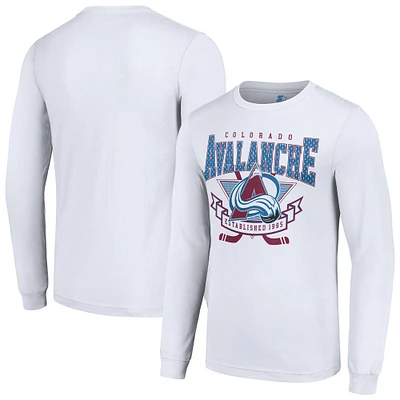Men's Starter White Colorado Avalanche Team Logo Graphic Long Sleeve T-Shirt