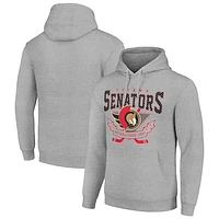 Men's Starter Heather Gray Ottawa Senators Team Logo Graphic Fleece Tri-Blend Pullover Hoodie
