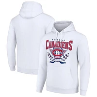 Men's Starter White Montreal Canadiens Team Logo Graphic Fleece Tri-Blend Pullover Hoodie