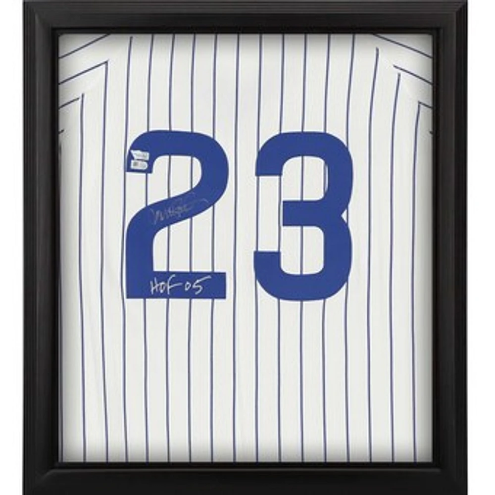 Ryne Sandberg Chicago Cubs Autographed Framed White Pinstripe 1987 Mitchell & Ness Authentic Jersey Shadowbox with "HOF 05" Inscription