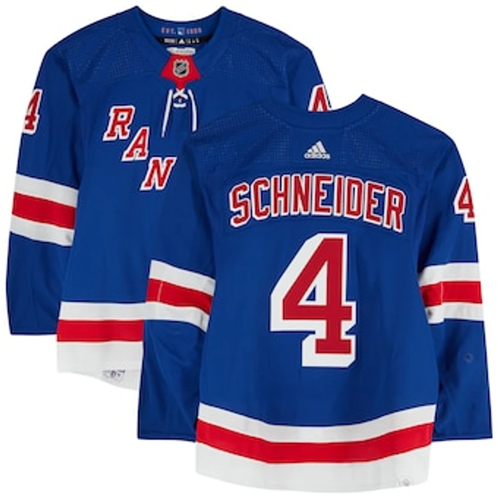 Braden Schneider New York Rangers Game-Used #4 Blue adidas Jersey Worn During the First Round of the 2024 Stanley Cup Playoffs vs. Washington Capitals