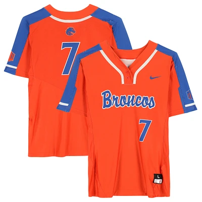 Boise State Broncos Team-Issued #7 Orange Jersey from the Softball Program - Size L