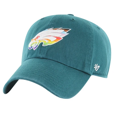 Men's '47 Midnight Green Philadelphia Eagles Pride Clean Up Adjustable Hat