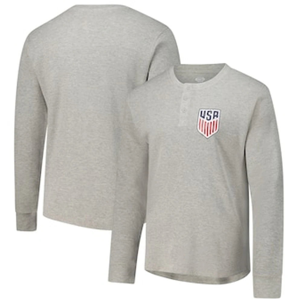 Men's Concepts Sport Gray USMNT Region Thermal Knit Henley Long Sleeve T-Shirt