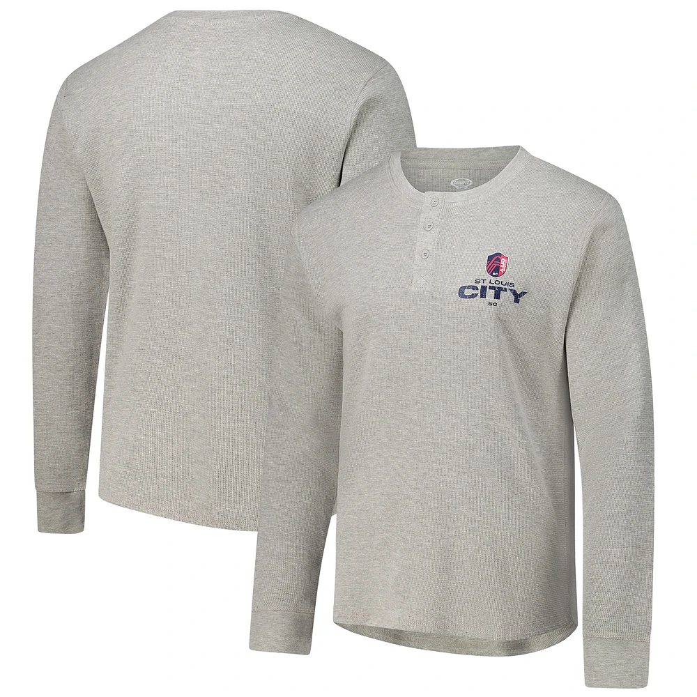 Men's Concepts Sport Gray St. Louis City SC Region Thermal Knit Henley Long Sleeve Top