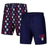 Men's Concepts Sport Navy USMNT Record 2-Pack Short Set