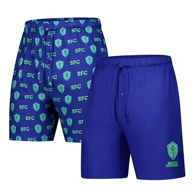 Men's Concepts Sport Blue Seattle Sounders FC 2-Pack Record Shorts Set