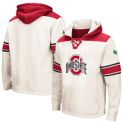 Men's Colosseum Cream Ohio State Buckeyes Lace-Up 2.0 Pullover Hoodie