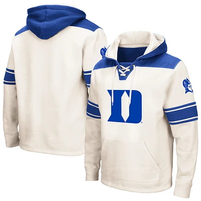 Men's Colosseum Cream Duke Blue Devils Lace-Up 2.0 Pullover Hoodie