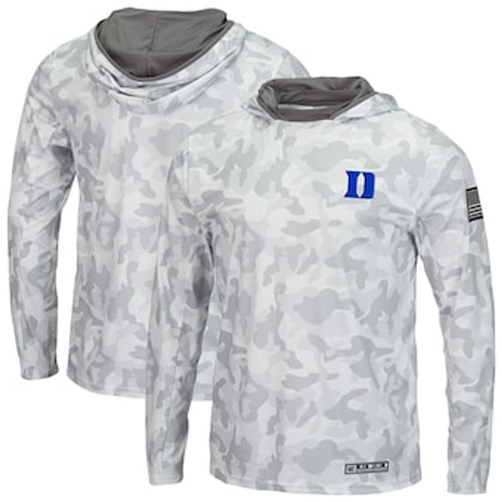 Men's Colosseum  White Duke Blue Devils OHT Military Appreciate Arctic Camo Hoodie Long Sleeve T-Shirt