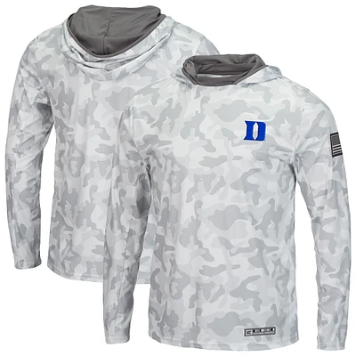 Men's Colosseum  White Duke Blue Devils OHT Military Appreciate Arctic Camo Hoodie Long Sleeve T-Shirt