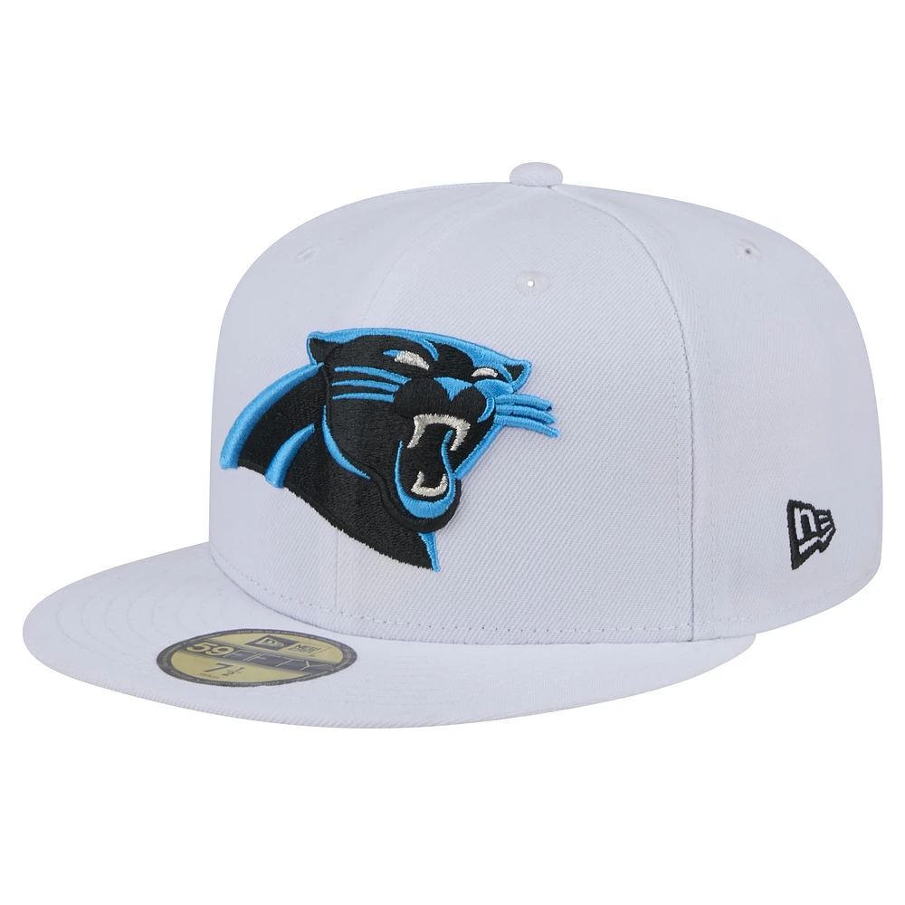 Men's New Era White Carolina Panthers Omaha 59FIFTY Fitted Hat