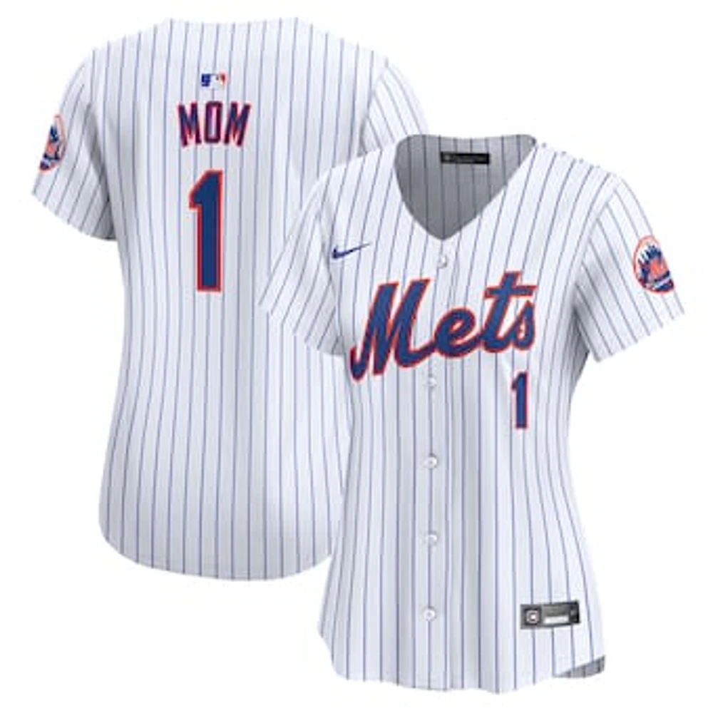 Women's Nike White New York Mets #1 Mom Home Limited Jersey