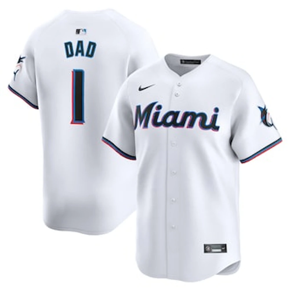 Men's Nike White Miami Marlins #1 Dad Home Limited Jersey