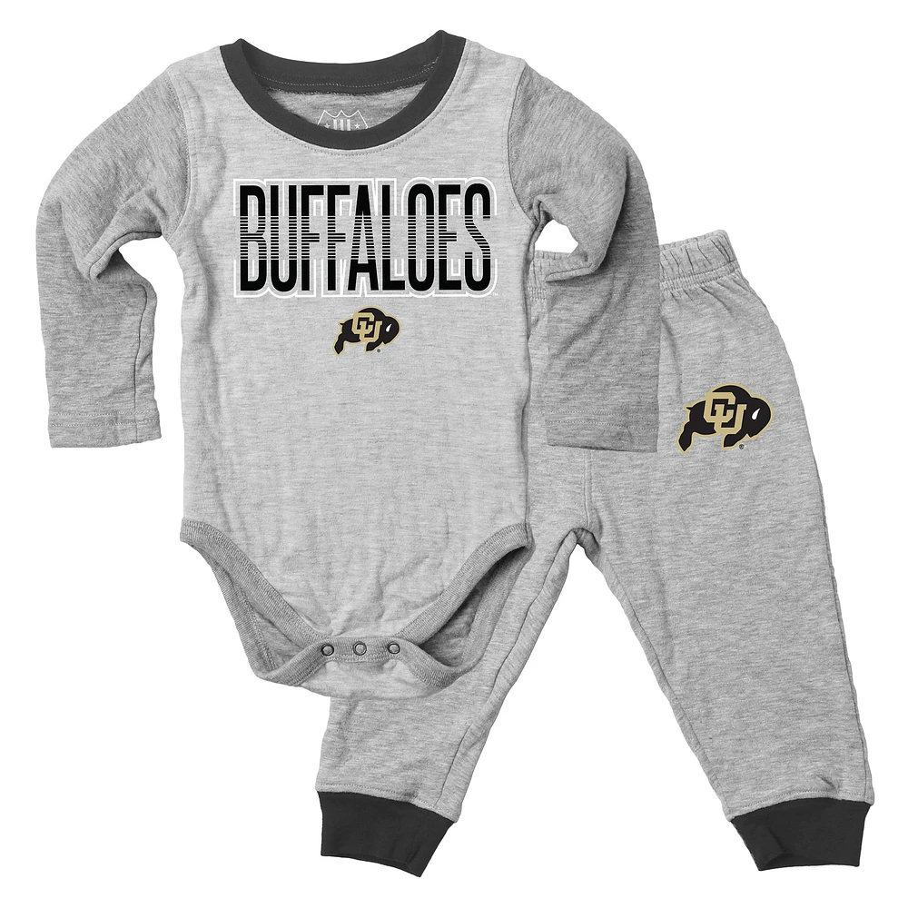 Infant Wes & Willy Heather Gray Colorado Buffaloes Jie Long Sleeve Bodysuit Pants Set