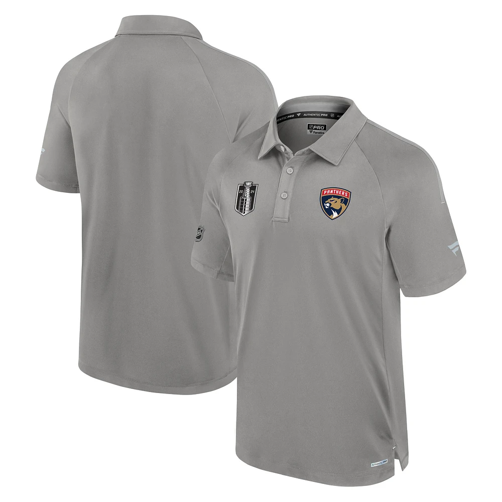 Men's Fanatics  Gray Florida Panthers 2024 Stanley Cup Final Authentic Pro Polo