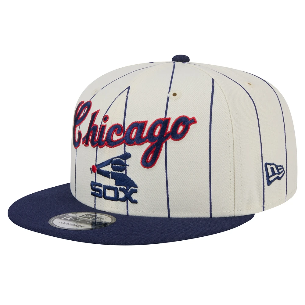 Men's New Era Cream Chicago White Sox Jersey Pinstripe 9FIFTY Snapback Hat