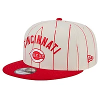 Men's New Era White Cincinnati Reds Jersey Pinstripe 9FIFTY Snapback Hat