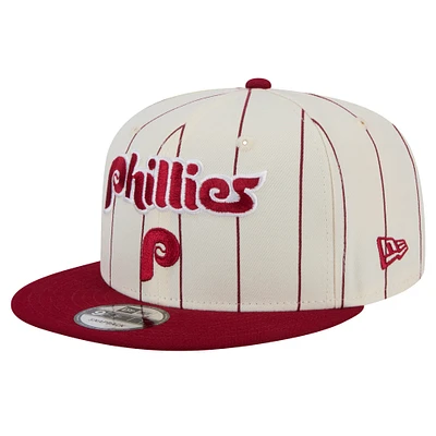 Men's New Era White Philadelphia Phillies Jersey Pinstripe 9FIFTY Snapback Hat