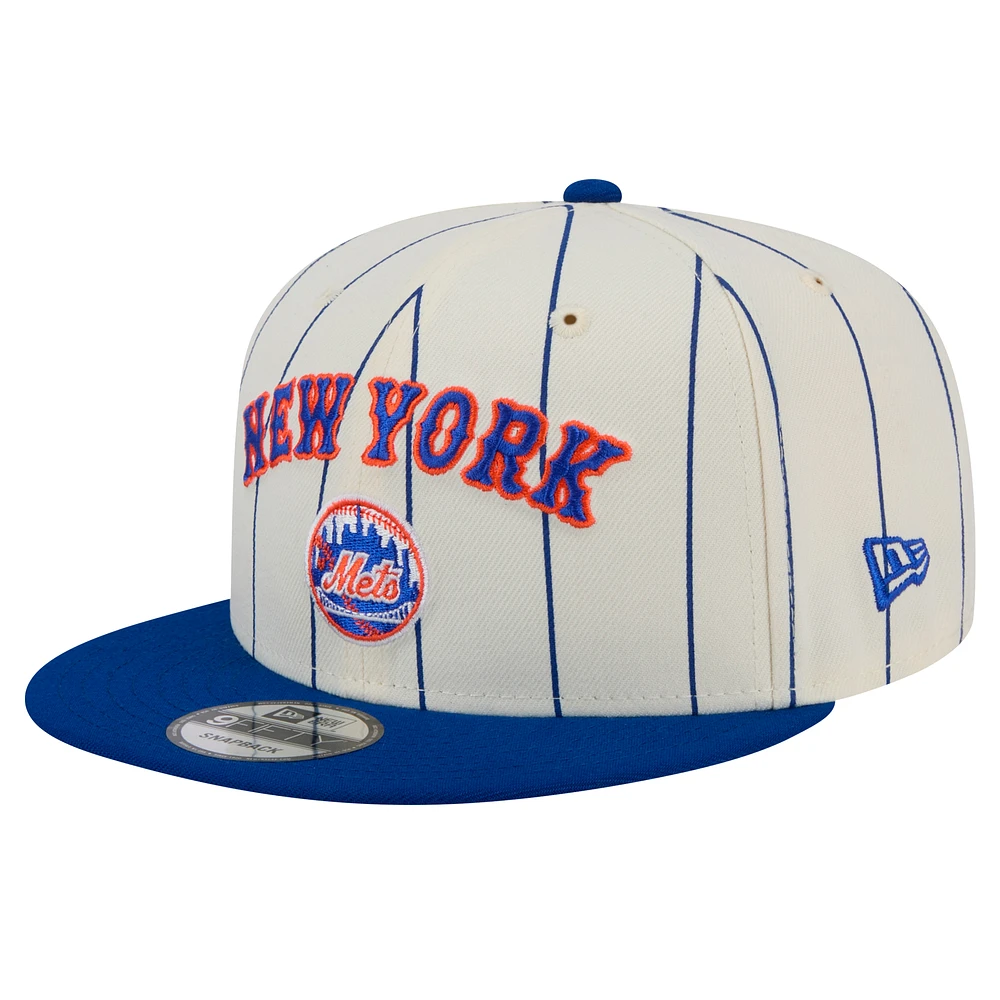 Men's New Era White New York Mets Jersey Pinstripe 9FIFTY Snapback Hat