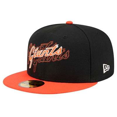 Men's New Era Black San Francisco Giants Shadow Stitch 59FIFTY Fitted Hat