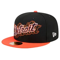 Men's New Era Black Detroit Tigers Shadow Stitch 59FIFTY Fitted Hat